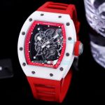 Swiss Quality Replica Richard Mille RM055 Ceramic Bezel Watch Red Rubber Band
